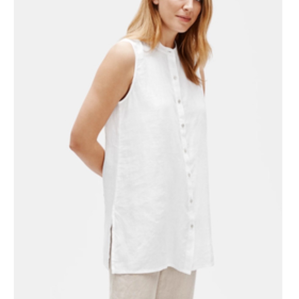 EILEEN FISHER Organic Handkerchief Linen Sleeveless Shirt